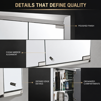 Lemari Cermin Stainless Steel Dinding 3 Pintu Kabinet Penyimpanan Kamar Mandi Proyek Hotel Villa Lemari Cermin untuk Kamar Mandi