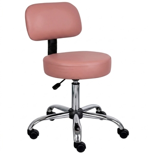 Tabouret de salon blanc Wally Beauty avec dossier, réglable en hauteur, à roulettes, pour salon de manucure et coiffure - Product Image 3