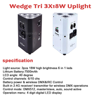 6 Projecteurs PAR LED Professionnels RGBWA UV 6-en-1 3x18W WiFi Sans Fil DMX512 sur Batterie pour DJ, Scène, Discothèque, Fête