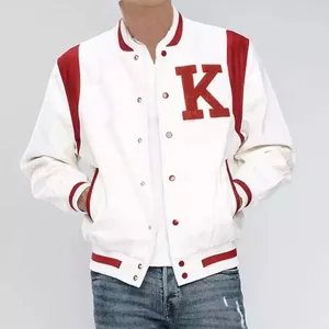 Factory Wholesale Custom Logo Contrasting Color Men Letterman Jacket Button Up Regular Fit Unisex Varsity Jacket