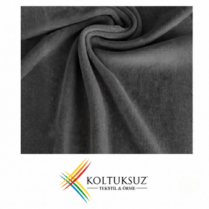Premium 240gsm Charcoal Grey Cotton Knitted Velour Fabric 80/20 Cotton Polyester Roll for Wholesale Garments - Product Image 2