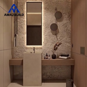 AMAZBUILD Luxury <strong>Freestanding</strong> Stone Vanity with Integrated Sink Smart <strong>Mirror</strong> for <strong>Bathroom</strong> Application Unique Design - Product Image 3