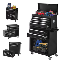 Armoire de rangement d'outils roulants à 6 tiroirs Boîte à outils supérieure détachable-Chariot à outils en métal à roues verrouillables universelles