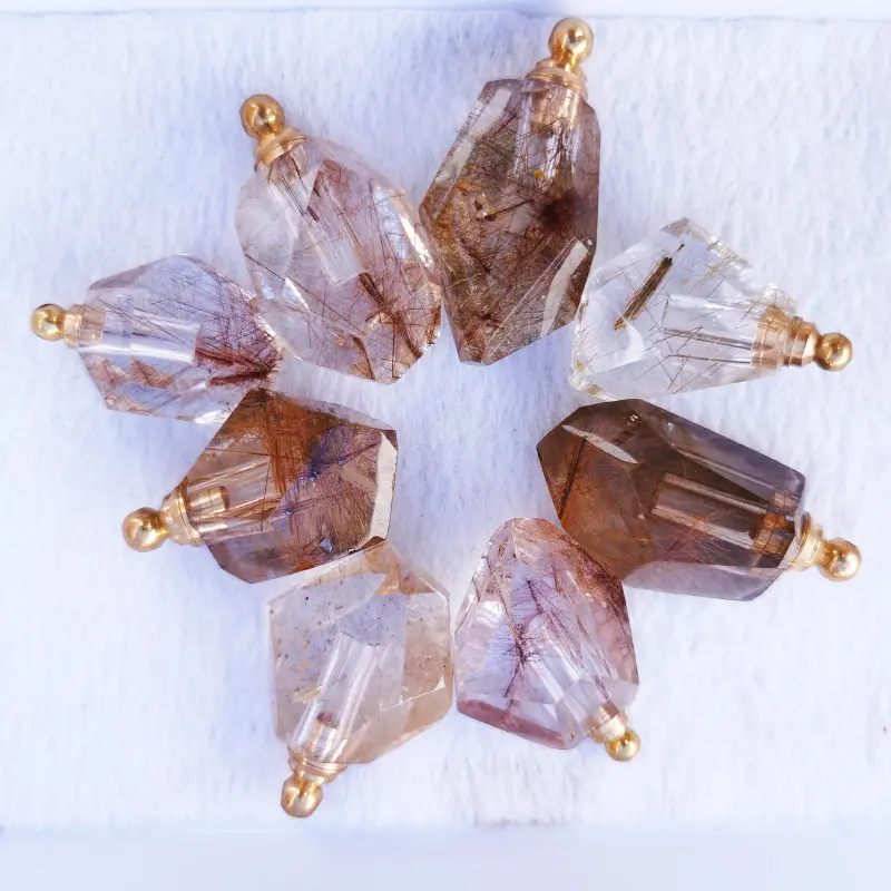 Ciondoli con ciondolo in pietra preziosa di quarzo rutilato Reiki all'ingrosso di cristallo naturale all'ingrosso per regali Souvenir