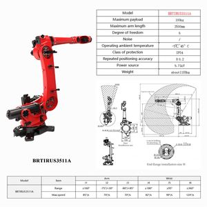 Robot industriel BORUNTE 3511A, longueur de bras 3500 mm, capacité de charge 100 kg, PLC pour la manutention de moteurs/machines, le chargement et la palettisation - Product Image 2