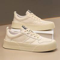 Chaussures de sport décontractées pour hommes, toutes saisons, respirantes, anti-odeurs, en PU, à lacets, couleur unie, style coréen, semelle épaisse en caoutchouc