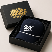 Casquette de baseball rétro WEINI personnalisée avec logo, bleu marine, 5 panneaux, avec corde blanche, pour hommes et femmes, vente en gros