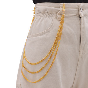 โซ่คาดเอวหลายชั้นสีทองสำหรับผู้หญิง สไตล์ฮิปฮอป พังก์ แฟชั่น โซ่คล้องกางเกง โลหะผสมสังกะสี เครื่องประดับสำหรับใส่ทุกวัน - Product Image 2