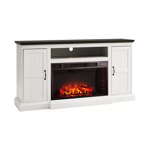 Ferme Moderne Bois <span class=keywords><strong>Scandinave</strong></span> Cheminée Media Console Table TV Stand avec Portes d'Armoire - Product Image 1