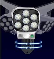 Caméras solaires à détecteur de porte 77 LED, éclairage de sécurité de surveillance par simulation, lampe murale à détecteur de mouvement IP66 pour extérieur