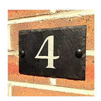 Panneau de porte de maison en ardoise naturelle rustique 15x15cm Nom personnalisé Platev Gravure laser gratuite de chiffres et de vis