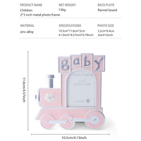Cadre photo LASODY Bébé Train en alliage de zinc émaillé, écologique, durable et léger, 4x4 pouces, pour table de chambre d'enfant, idéal pour la naissance ou comme cadeau de naissance