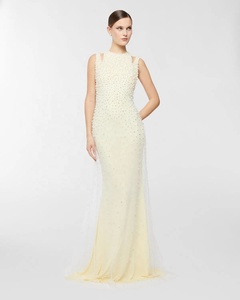 Nouvelles robes de soirée OUDINA, robes longues de cocktail sirène à dos nu, ornées de perles et de pompons, élégantes et formelles pour femmes - Product Image 6
