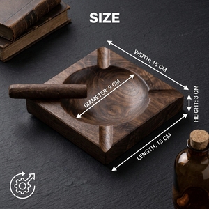 Vietnam Wooden Cigar Ashtray Square Desktop Tray for Indoor or Outdoor Office Home Decoration Solid 4-Slot Cigar <b>Holder</b> - Product Image 6