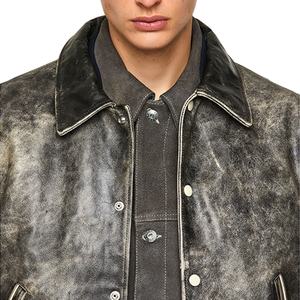 Veste en cuir PU pour homme, style vintage cool, personnalisable, vêtement d'hiver décontracté tissé pour homme - Product Image 3