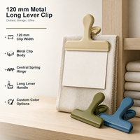 Pince à ressort métallique OEM personnalisée de 120 mm à long levier pour le tri et le rangement des vêtements, des documents de bureau et scolaires