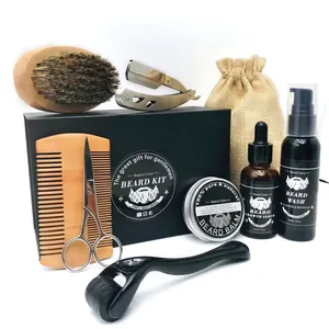 Beard Set Grooming Custom Logo Private Label Beard Oil And Beard Balm Beard Care Growth Kit Gift Set For Men