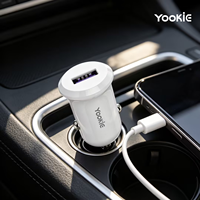 YooKiE PC17 Pengisi Daya Mobil Cerdas 1-USB 18W dengan Kabel USB-A ke IPH QC3.0 Pengisian Cepat untuk Ponsel.