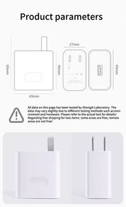 Cargador Superrápido de <span class=keywords><strong>40W</strong></span>/66W/88W Tipo-C con OTP PD/QC3.0, Material Ignífugo para PC, Soporte para Lámpara, para Teléfono Móvil Mate 60 Pro/P50 - Product Image 6