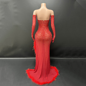 <span class=keywords><strong>Abito</strong></span> <span class=keywords><strong>Rosso</strong></span> per Festa di Compleanno, Set di Abbigliamento di Lusso, Vestaglia Invernale Fucsia per Donne, Elegante <span class=keywords><strong>Abito</strong></span> da Sera con <span class=keywords><strong>Spacco</strong></span> - Product Image 4