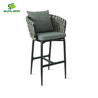 Tabouret de bar moderne en caoutchouc tressé robuste pour terrasse, mobilier de loisirs extérieur, chaise de bar Horeca