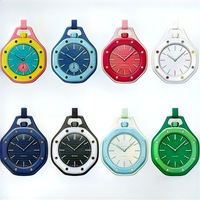 Horloge murale octogonale à quartz lumineuse co-marquée la plus vendue, modèle Royal Century, cadran 46 mm, résistante à l'eau 3 ATM, bracelet en cuir