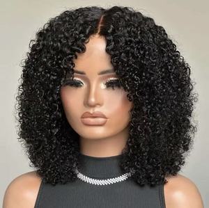 Peluca de <span class=keywords><strong>Cabello</strong></span> Humano con Frente de Encaje Completo HD 13x4, sin Pegamento, <span class=keywords><strong>Cabello</strong></span> Vietnamita, 200 de Densidad, Peluca Corta - Product Image 1