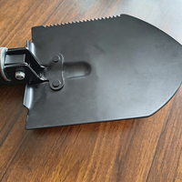 Outil d'extérieur multifonctionnel, pelle de survie tactique pliable durable, lame à pointe ronde, manche de 60 cm, revêtement en poudre noire