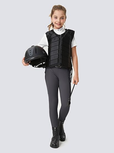 Pantalones ecuestres de asiento completo para niños-Pantalones elásticos de equitación para Niñas para escuela de equitación con bolsillo con cremallera - Product Image 5