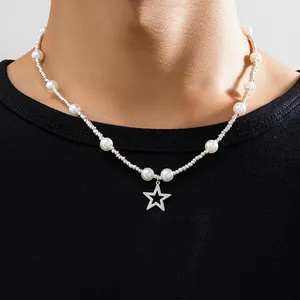SHIXIN kalung mutiara imitasi manik-manik CCB pria, perhiasan Choker cincin bintang perhiasan di leher anak laki-laki pesta aksesoris keren