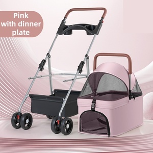 Portable <b>Foldable</b> Pet Stroller for Small & Medium Dogs Comfortable with 4 Wheels Adjustable Carrying & Water Bowl Set for Cats - Product Image 2