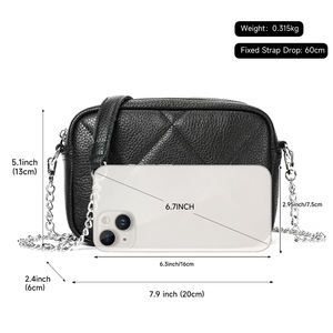 حقيبة جلدية صغيرة للهاتف المحمول مع إمكانية وضع شعار مخصص، حقيبة كتف من الجلد الأصلي للنساء - Product Image 6