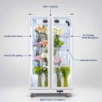 Vitrine réfrigérée verticale pour fleurs avec porte vitrée, pour fleuriste, taille et couleur personnalisables, économe en énergie, température unique numérique
