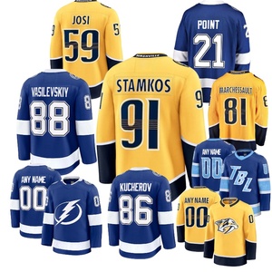 Vente en gros de noms et numéros de hockey cousus pour les États-Unis et le Canada # 21 points # 86 Kucherov # 88 Vasilevskiy # 59 Josi # Maillot de hockey sur glace n°91 Stamkos - Product Image 1