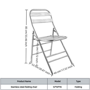 Silla Plegable Moderna de Acero Inoxidable, Reforzada con <span class=keywords><strong>Siete</strong></span> Tablas, Portátil, para Uso en Interiores y Exteriores, Multifuncional, para Comedor y Ocio - Product Image 6