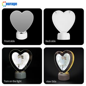 Kích thước nhỏ hình trái tim thăng hoa ma thuật gương khoảng trống khung ảnh nhỏ thăng hoa ánh sáng ma thuật gương khung ảnh LED - Product Image 5