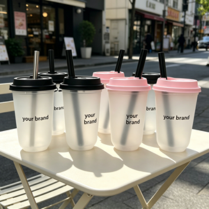Vaso Desechable de Plástico PP Esmerilado de 500ml con Logotipo Personalizado al por Mayor para Té Boba, Bebidas Frías y Calientes, Matcha - Product Image 1