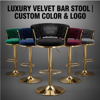 Meubles de salle à manger, tabouret de bar en velours de luxe avec dossier, style nordique, hauteur réglable, chaise de bar de cuisine