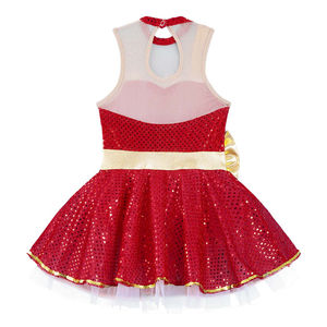 Enfants Fille Paillettes Santa Robe De Noël Figure Patinage Sur Glace Justaucorps Robe Costume Costumes - Product Image 5