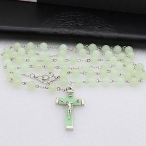 Mecrt Catholic Rosary Crucifix Luminous Christian Cross Necklace In-Stock 59 Fluorescent Color Fashion Beaded Necklace - Product Image 4