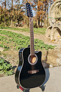 Guitares électro-acoustiques à 12 cordes de couleur noire brillante fabriquées à la main par l'usine de la <span class=keywords><strong>marque</strong></span> Aiersi avec micro 7545 - Product Image 2