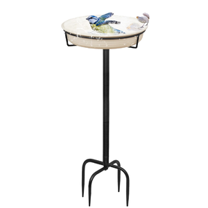 Bain d'oiseaux décoratif pour jardin extérieur, directement de l'usine, avec bol en fer noir et piquet, fabriqué en Inde - Product Image 4