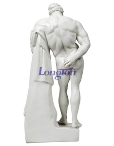 15 ''W X 11'' D X 30 ''h statua del giardino della metà del secolo Ercole romano e eroe greco pietra naturale marmo Statue scultura a grandezza naturale - Product Image 4