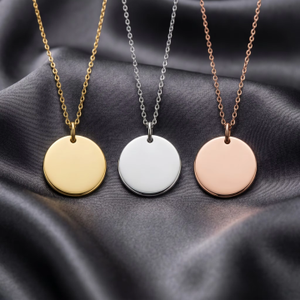 Collana con Ciondolo Classico Lucido Personalizzato, Incisione <span class=keywords><strong>Nome</strong></span> e Data, Placcatura in Oro/Argento/Oro Rosa - Product Image 4