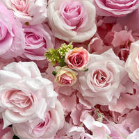 Mur de fleurs artificielles de roses de haute qualité C-055, 2,4 m, rose, pour extérieur, mariage, banquet, fond de scène mobile, décoration murale pour fête