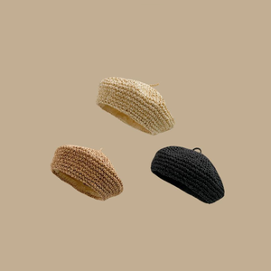 2025 nueva llegada verano moda <span class=keywords><strong>niñas</strong></span> señora mujeres <span class=keywords><strong>boinas</strong></span> rafia paja <span class=keywords><strong>ganchillo</strong></span> boina gorra - Product Image 3