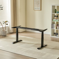 Bureau assis-debout ergonomique manuel moderne et abordable pour télétravail, avec plateau en MDF et structure en fer réglable en hauteur, facile à utiliser