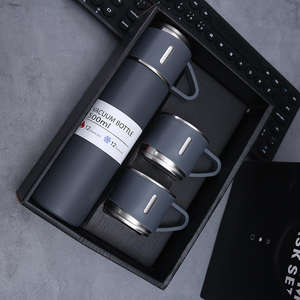 Termo de Acero Inoxidable 304 de Doble Pared de 500 ml, Botella de Vacío Portátil con 2 Tazas Adicionales, Set de Regalo Empresarial para Té, Agua - Product Image 4