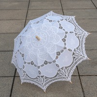 Parasol en dentelle de style européen, broderie décorative avec bordure en dentelle blanche, 80 cm, accessoire pour photographie, danse, mariage