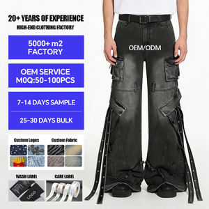 Vaqueros de mezclilla lavados de pierna recta rasgados para hombre, estilo japonés retro, desgastados, estilo urbano, a la moda, holgados, con bordes sin rematar, pantalones de corte medio tipo Daddy - Product Image 6